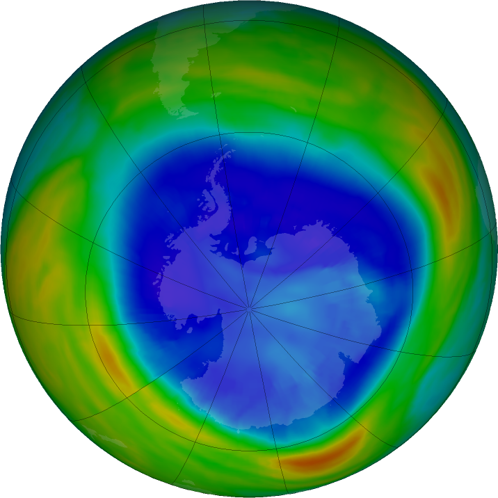 Antarctic ozone map for 02 September 2023